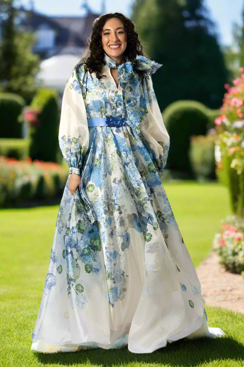 Blue Garden Organza Havilah Dress Edenwear Blue Garden Organza Havilah Dress Edenwear