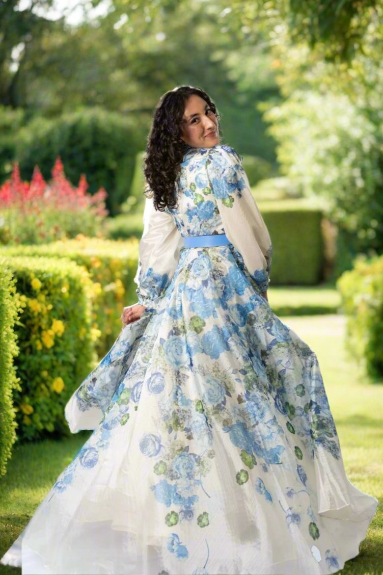 Blue Garden Organza Havilah Dress Edenwear Blue Garden Organza Havilah Dress Edenwear